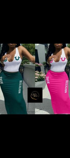 Jupe longue pour femme, vert et rose