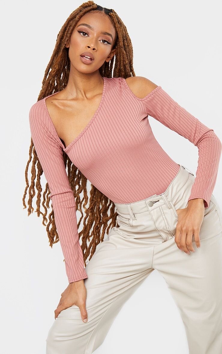 Body asymétrique côtelé chic