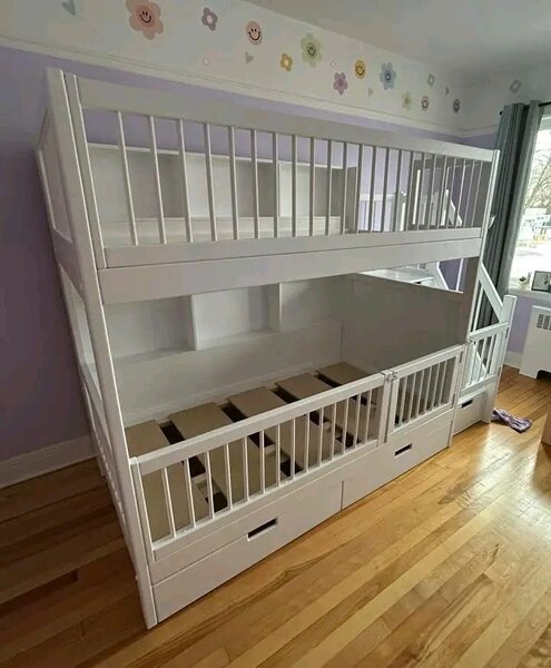 Lit superposé blanc avec rangement