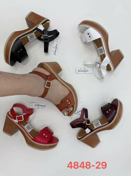 Sandales à talons compensés en cuir pour femmes