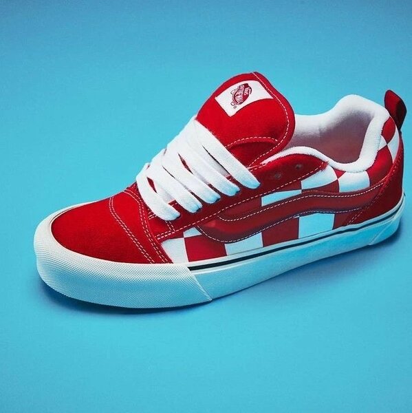 Vans knu skool damier rouge