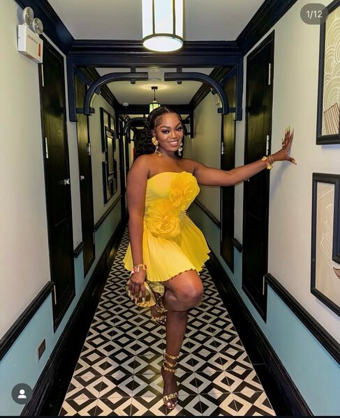 Yellow Ruffle Mini Dress