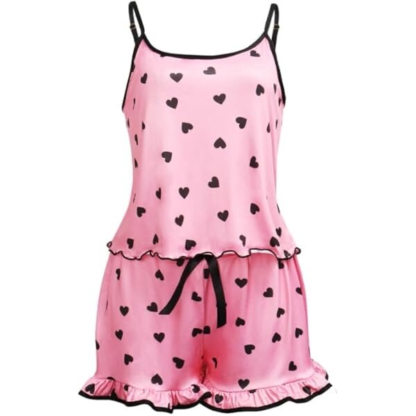 Ensemble pyjama femme rose coeurs
