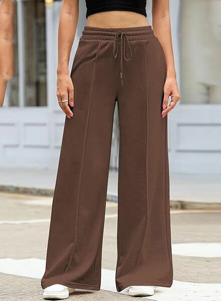 Pantalon large marron femme