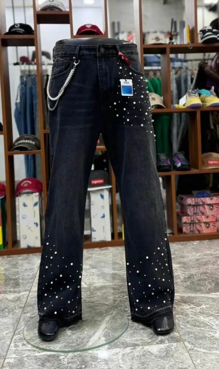 Jeans homme baggy avec strass
