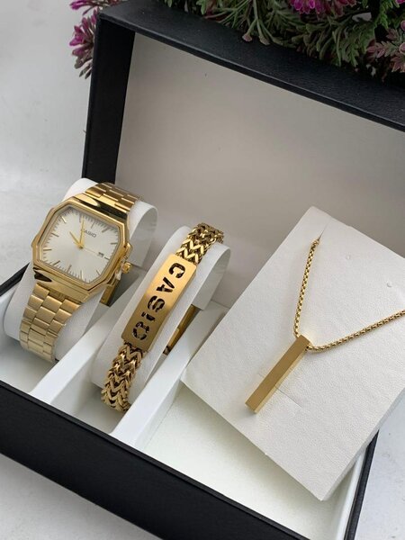 Casio analog with bracelet and necklace