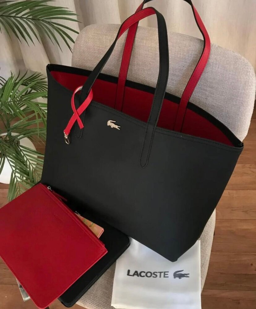 Cabas réversible Lacoste noir