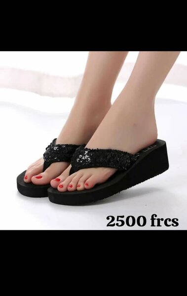 Tongs compensées paillettes