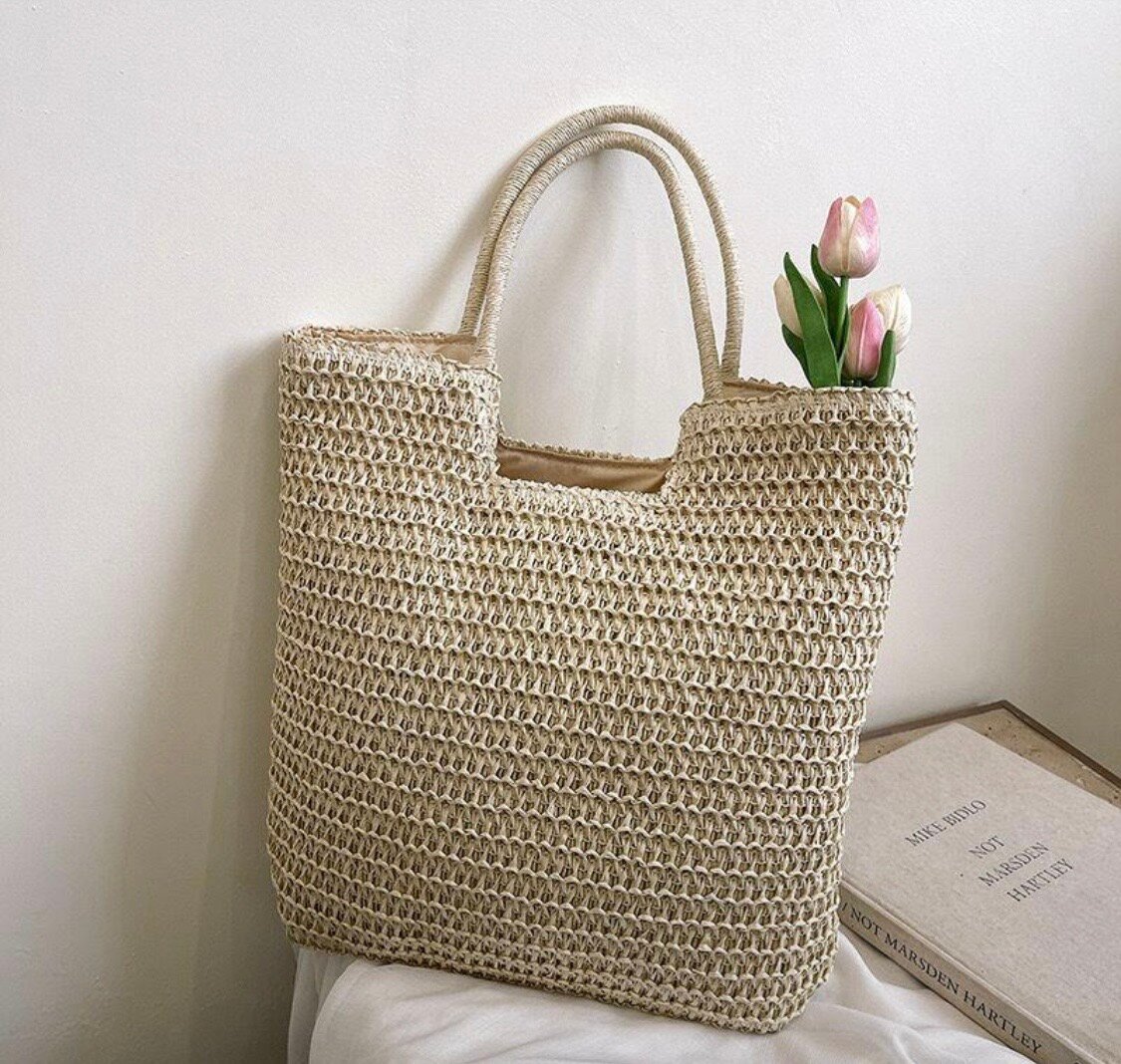 Sac cabas en paille tressée