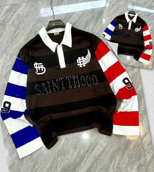 Polo rayé à manches longues