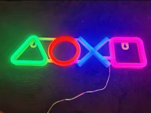 Neon PlayStation Icon Light Sign for Wall and Desk