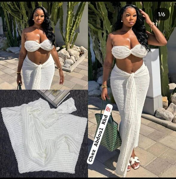 Bikini élégant blanc perlé