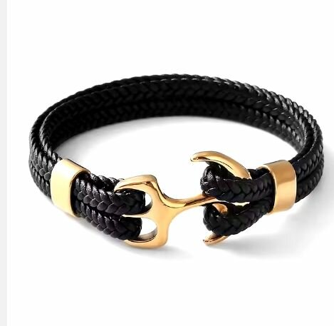 Bracelet ancre en cuir élégant