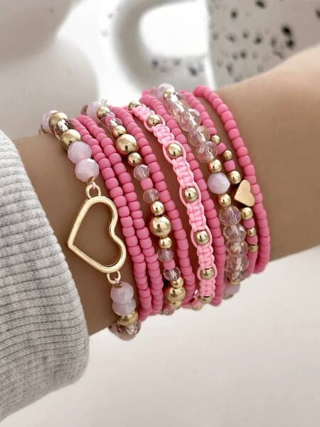 Bracelets tendance perles rose
