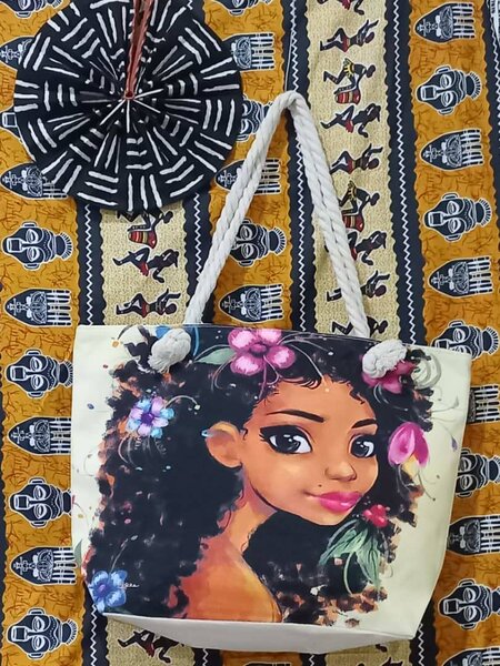 Sac cabas avec illustration féminine