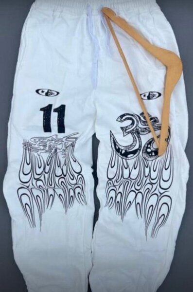 Pantalon blanc motif unique