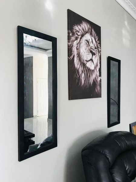 mirror in black frame 1mx37cm