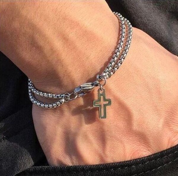 Bracelet Homme Croix Acier inoxydable