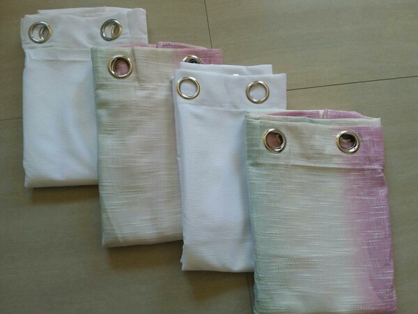 2 drops of curtains white and beige rosish