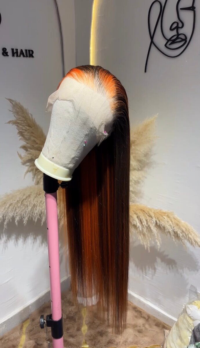 Perruque longue en dentelle ombrée