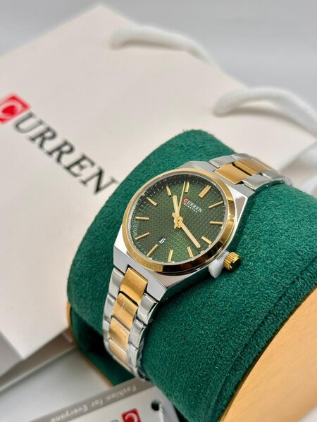 Montre CURREN Homme Luxe Doré Vert
