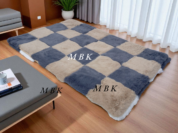 Tapis en fourrure doux Checker