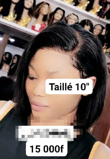 Perruque de cheveux péruviens noire droite à l'épaule