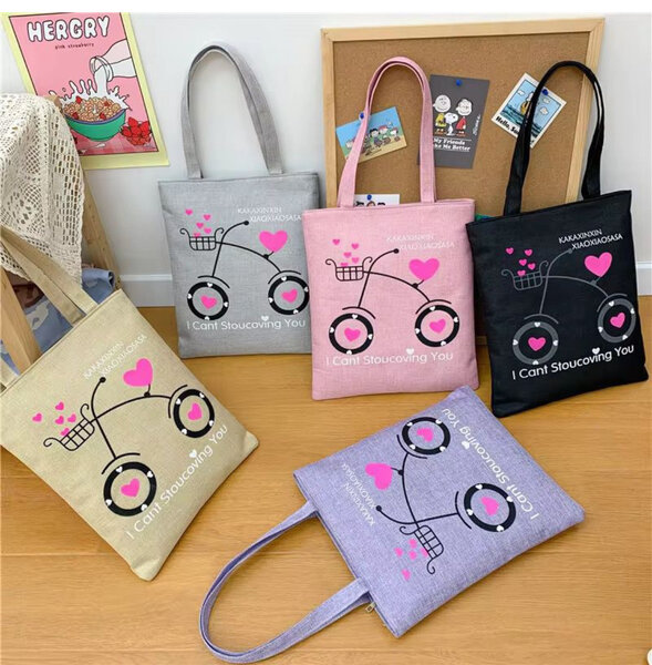 Sac cabas imprimé vélo mignon