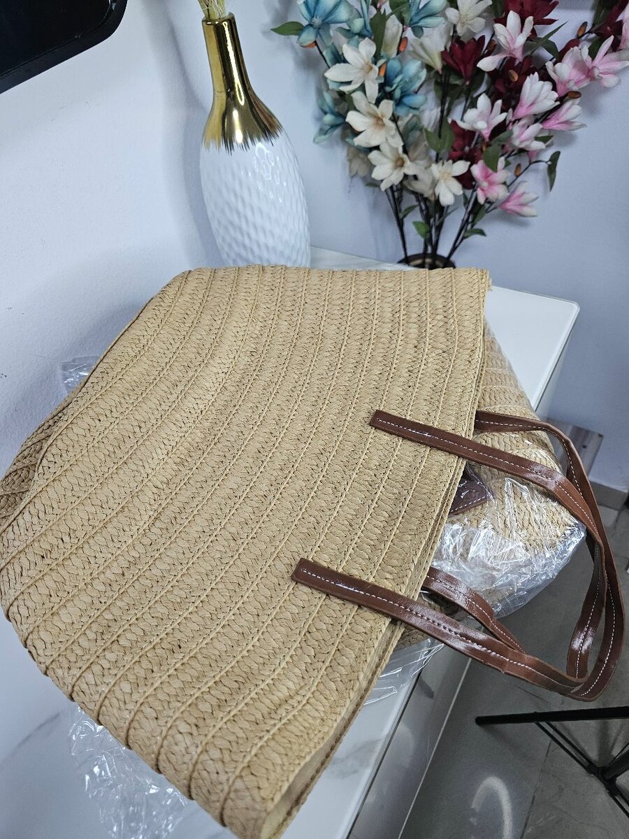 Sac de Plage en Paille Chic