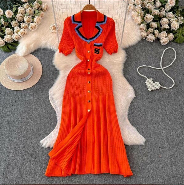 Robe orange élégante femme