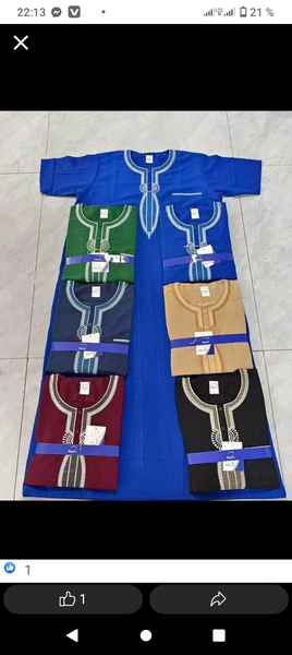 Caftan homme bleu avec broderie