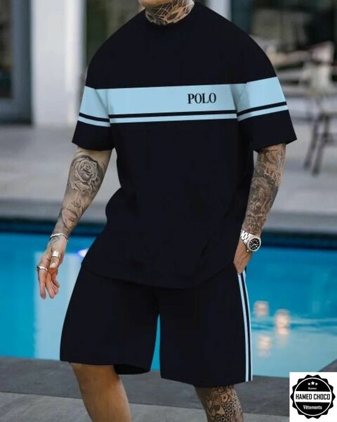 Ensemble homme POLO bleu et noir