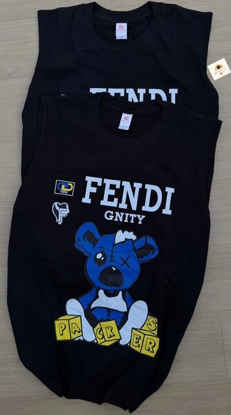 Fendi Garçon Body noir avec Ours Bleu