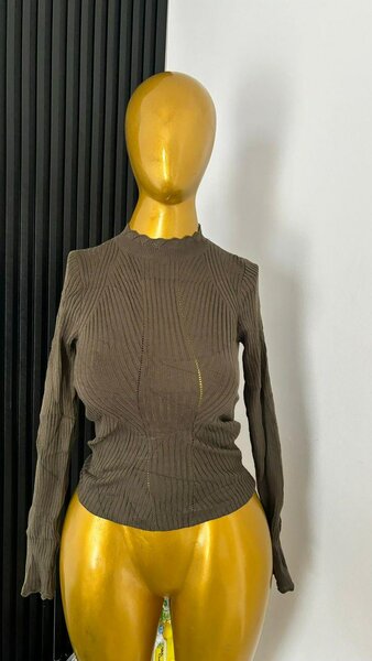 Pull côtelé marron femme