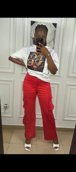 Pantalon cargo rouge pour femme