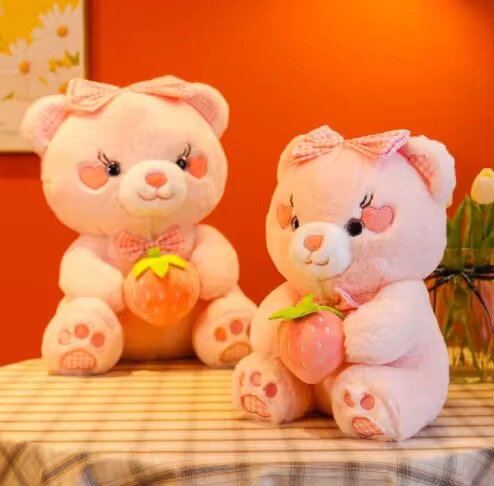 Peluche Ours Rose Fraise