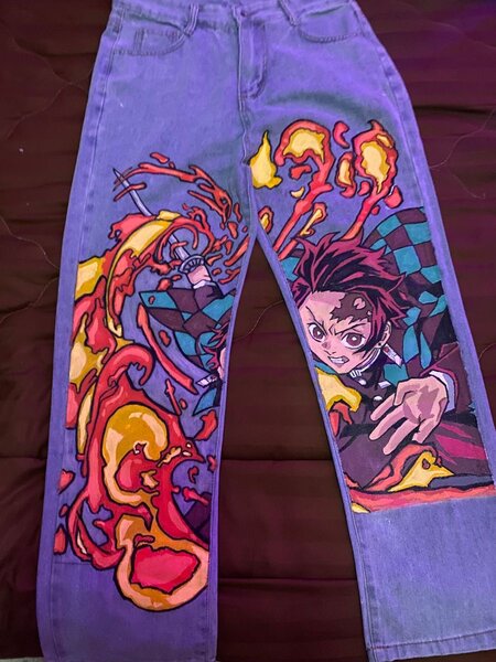 Jeans personnalisés One Piece, Bleu