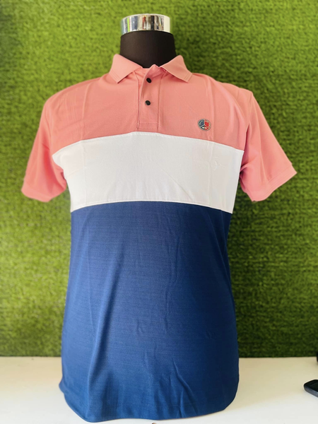 Polo rose blanc bleu