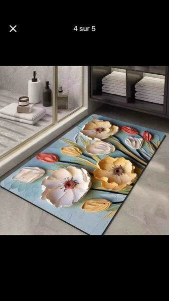 Tapis de bain floral antidérapant