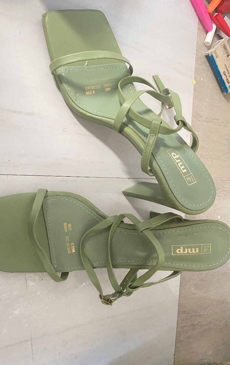 Green strappy heels