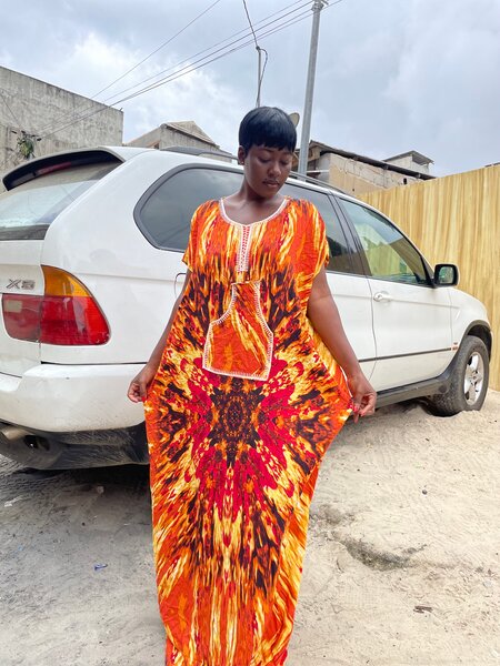 Robe Kaftan Colorée en Wax