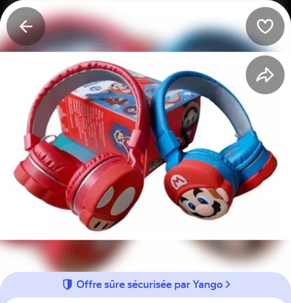 Casque enfant Mario et Champignon