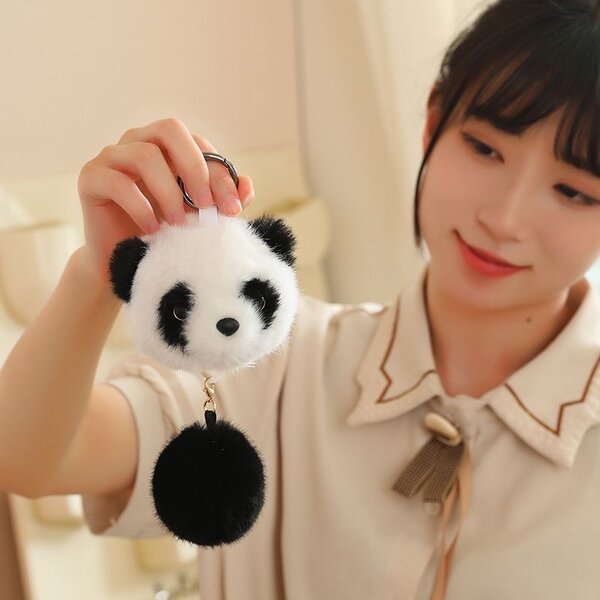 可爱熊猫毛绒钥匙扣挂件