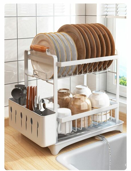ANTI-RUST DISH DRYING RACK WITH KNIFE HOLDERS