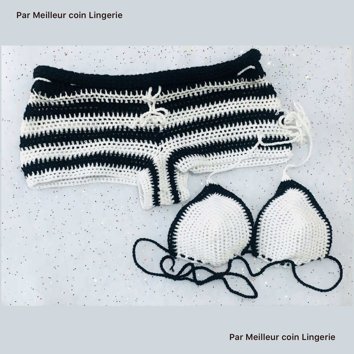 Bikini tricoté rayé élégant