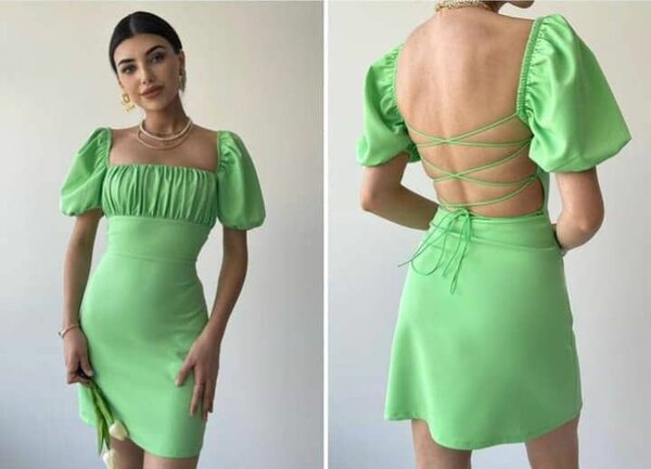 Robe verte dos nu élégante