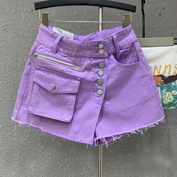 Short en jean lavande pour femme