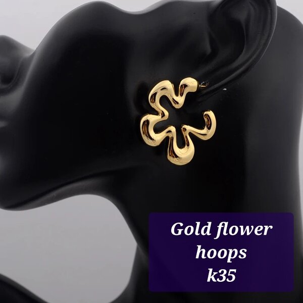 Gold flower hoops