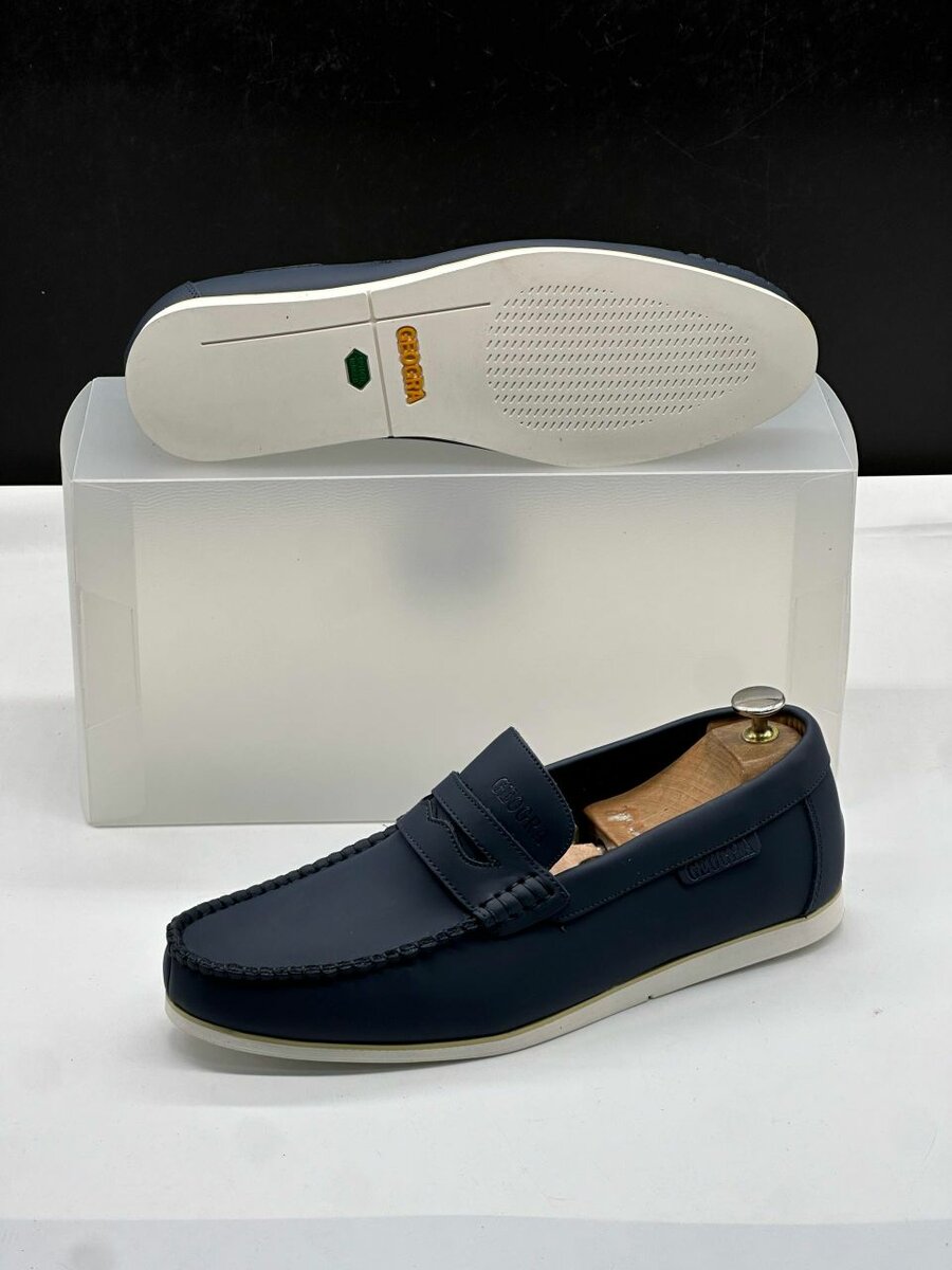 Mocassins en cuir bleu pour hommes