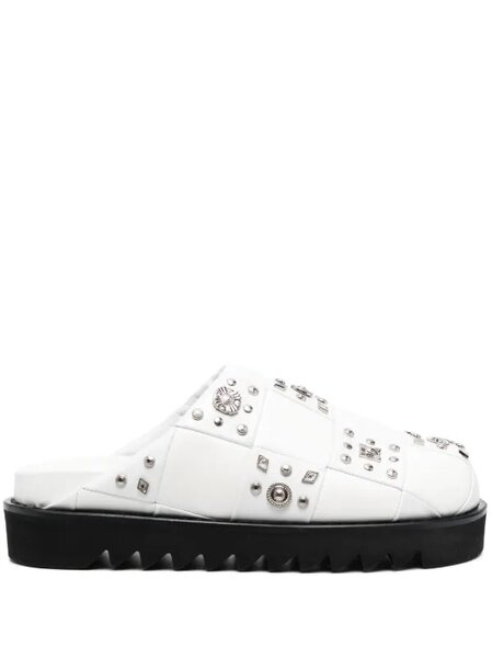 stud-embellished leather slippers